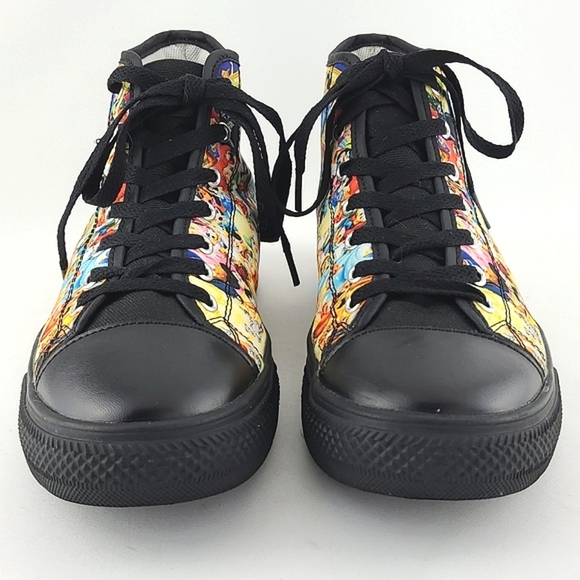 Women's High Top Lace Up Sneakers  Disney Character Black Multi Print Size 7.5 - Picture 6 of 15